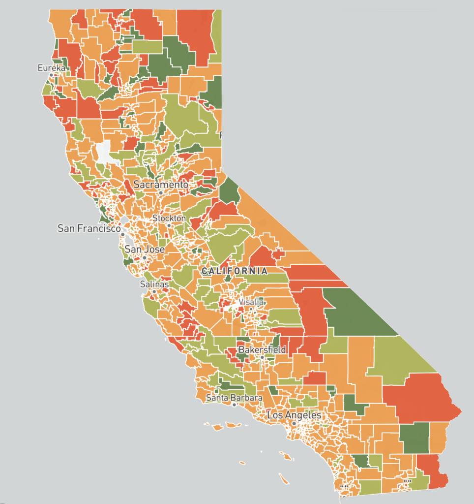Kindergarten enrollment change from 2019 to 2021 in California